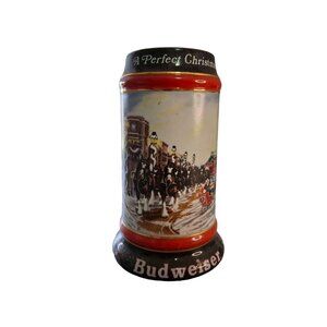 1992 Budweiser A Perfect Christmas Clydesdale Beer Stein Ceramarte Brazil
